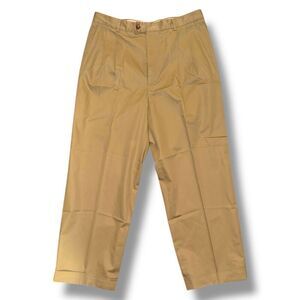 Zanella Tan Twill Chino Dress Pleated Trouser Pants 34/30